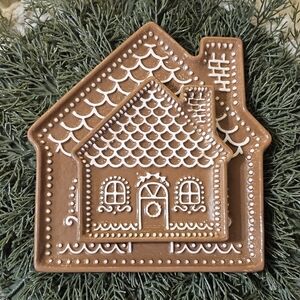 Gingerbread House Desert Appetizer Plates Viral sold out Set Of 2